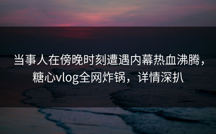 当事人在傍晚时刻遭遇内幕热血沸腾,糖心vlog全网炸锅,详情深扒 当事人在傍晚时刻遭遇内幕热血沸腾,糖心vlog全网炸锅,详情深扒