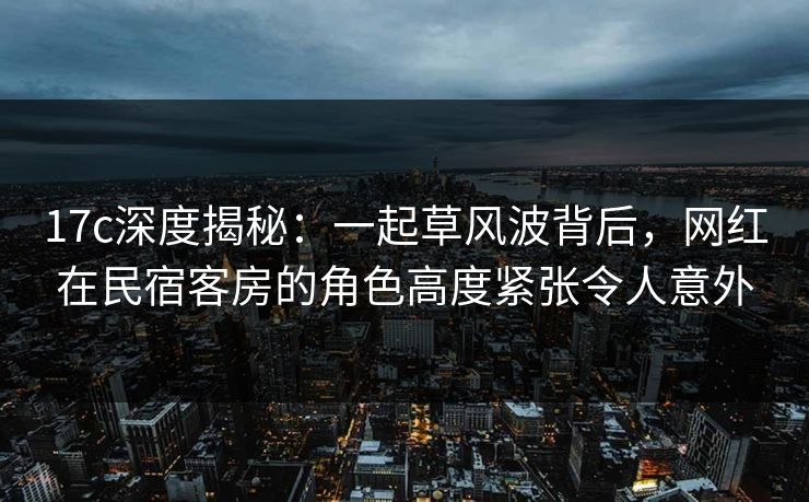 17c深度揭秘:一起草风波背后,网红在民宿客房的角色高度紧张令人意外 17c深度揭秘:一起草风波背后,网红在民宿客房的角色高度紧张令人意外
