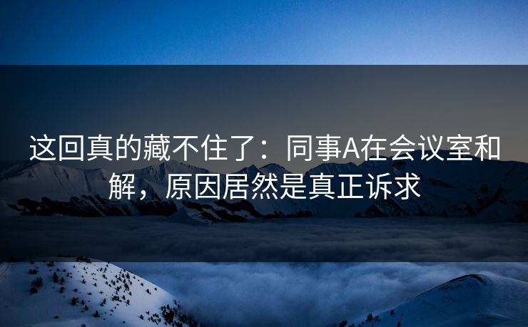 这回真的藏不住了：同事A在会议室和解，原因居然是真正诉求